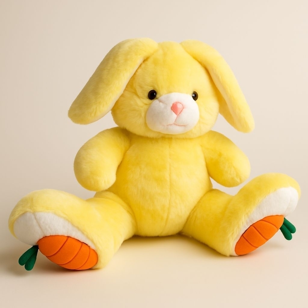 Yellow Plush Bunny with Carrot Feet